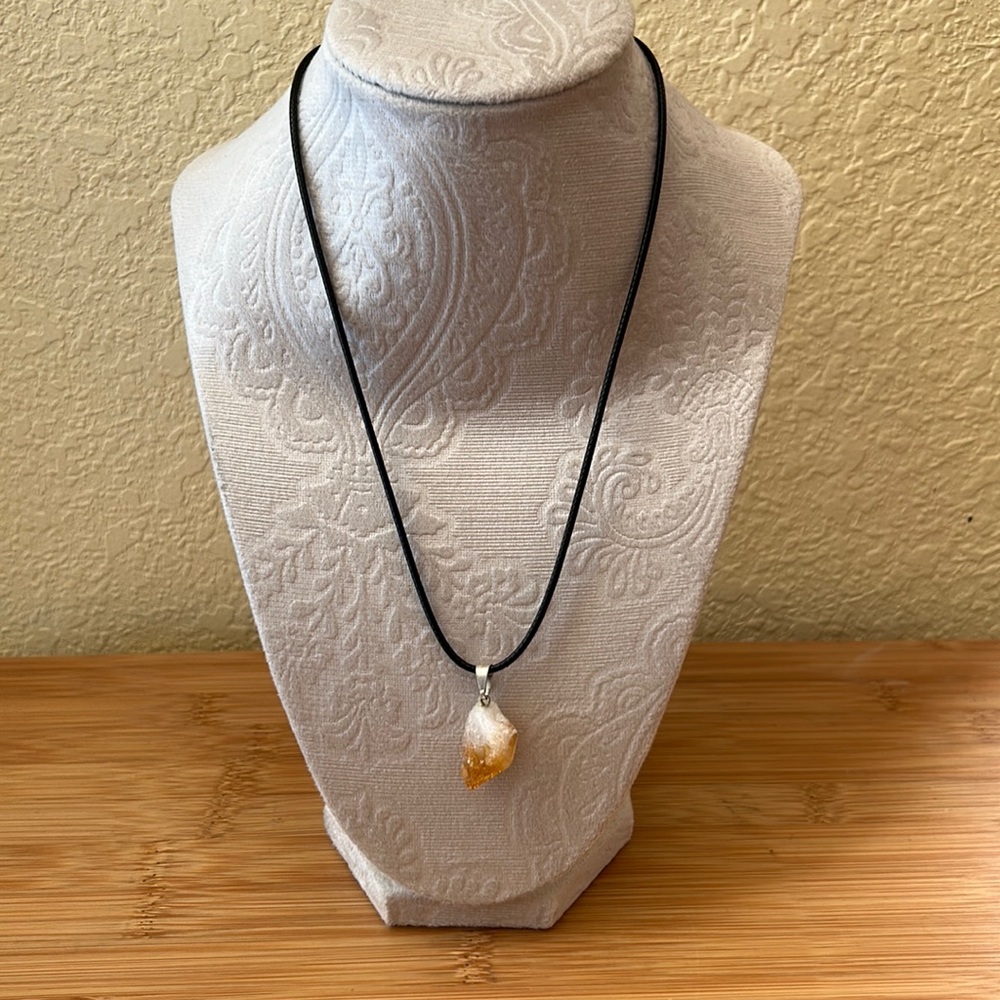 One Citrine stone necklace handmade